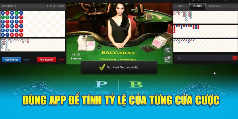 Dùng app để tính tỷ lệ của từng cửa cược 